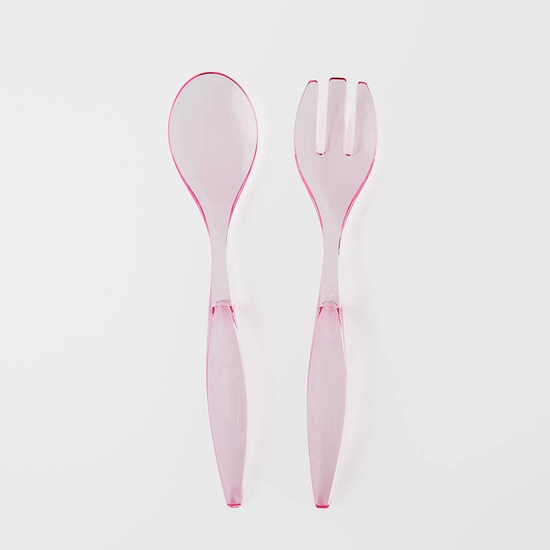 Crystal Look Salad Servers Set of 2 - Pink