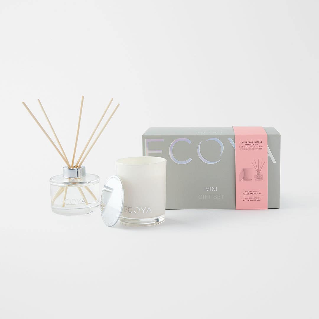 Ecoya Mini Candle And Diffuser Gift Set - Sweet Pea And Jasmine