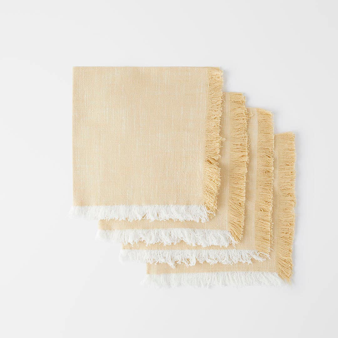 Cora Frayed Napkin Set Of 4 - Butter Yellow