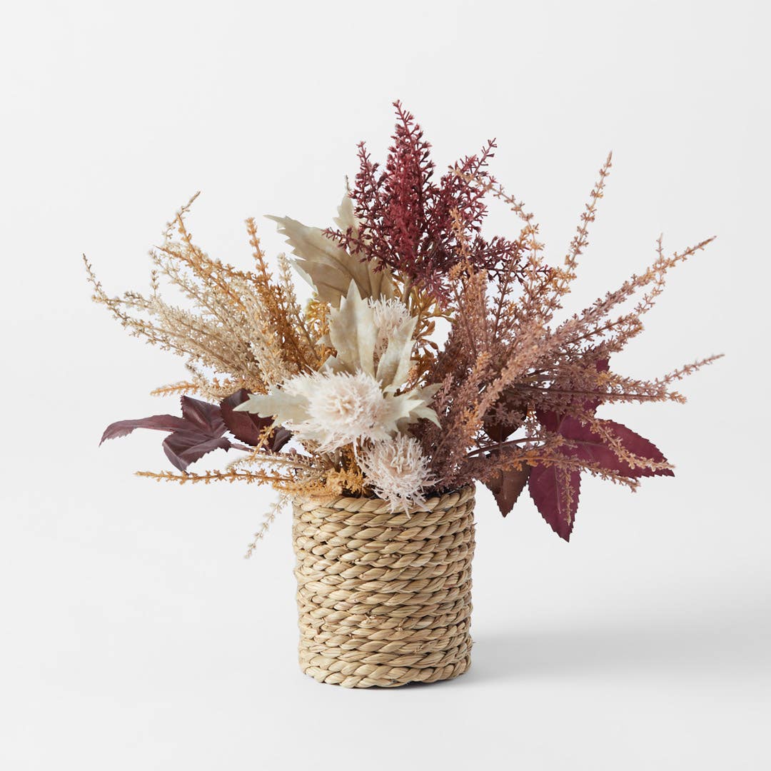 Dried Arrangement Rope Pot - Autumn Mix