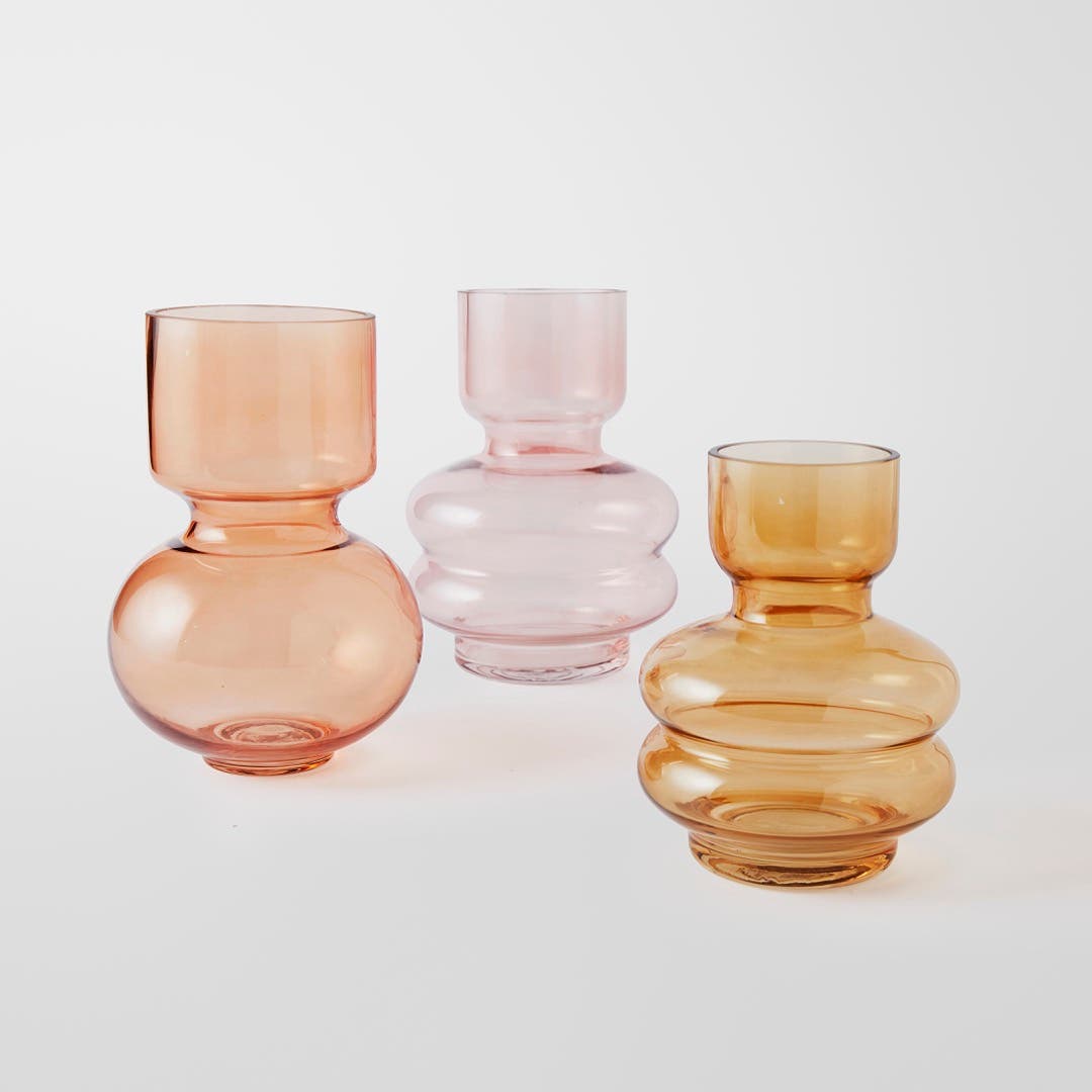 Bubble Glass Vase Round - Peach